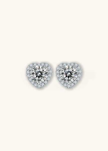 All My Love 18K White Gold Heart Shaped Diamond Earrings