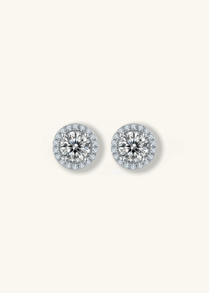 Rose Promise 18K White Gold Round Diamond Earrings