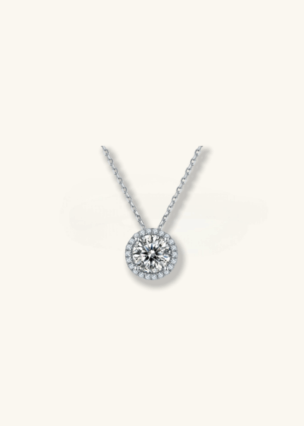 Rose Promise 18K White Gold Round Diamond Necklace
