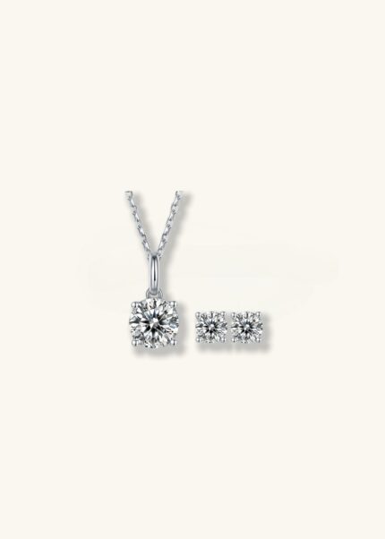 Serendipity 18K White Gold Classic Luxury Inlaid Diamond Necklace Earrings Set